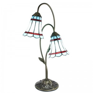 Lampa Tiffany Blue Flower 35x18x61cm, 2xE14 / Max 25W, Clayre & Eef Lampa Tiffany Blue Flower 35x18x61cm, 2xE14 / Max 25W, Clayre & Eef